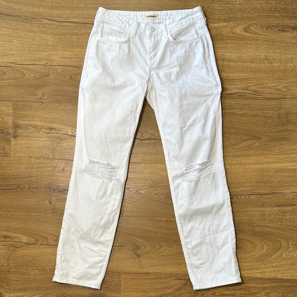 L’Agence White Distressed Jeans Size 24